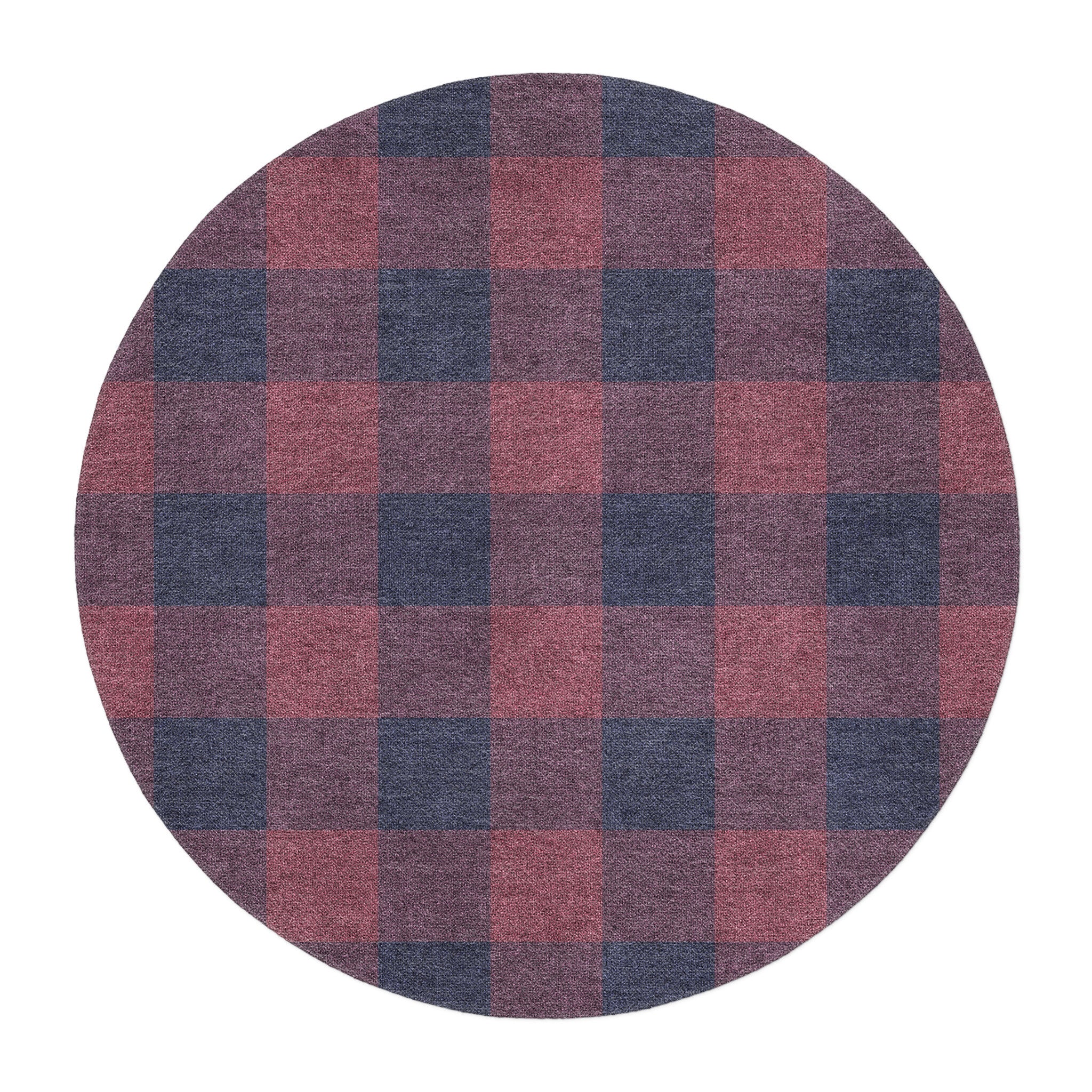 Buffalo Plaid Maroon & Navy in 5' Round Size