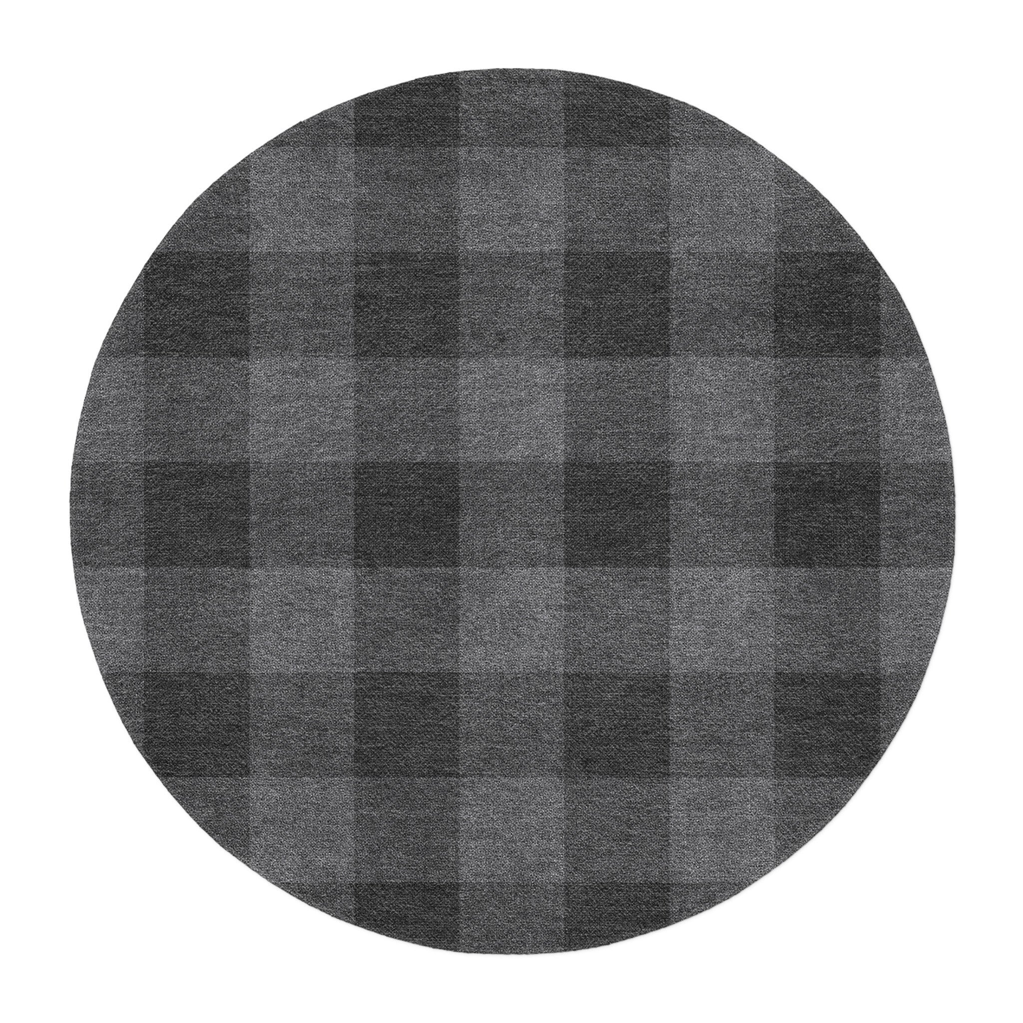 Buffalo Plaid Charcoal Black in 5' Round Size