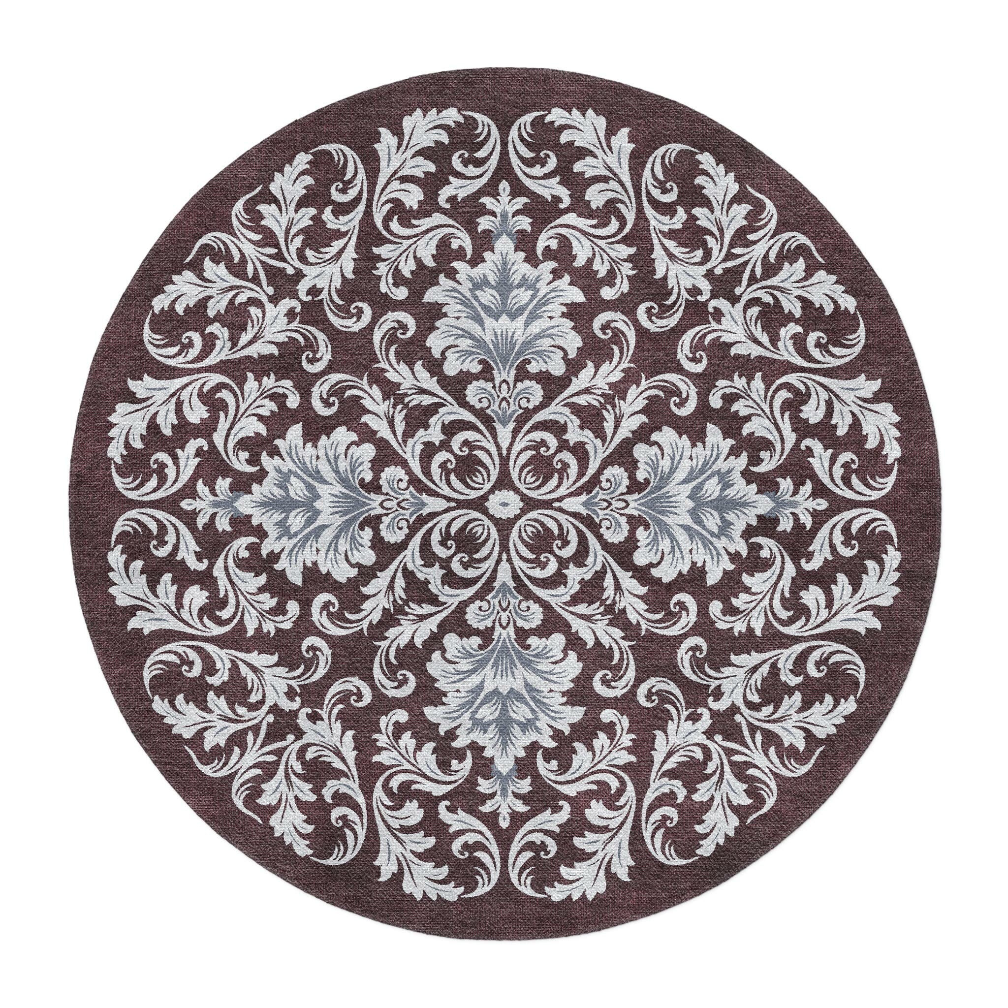 Aubrey Maroon & Light Blue in 5' Round Size