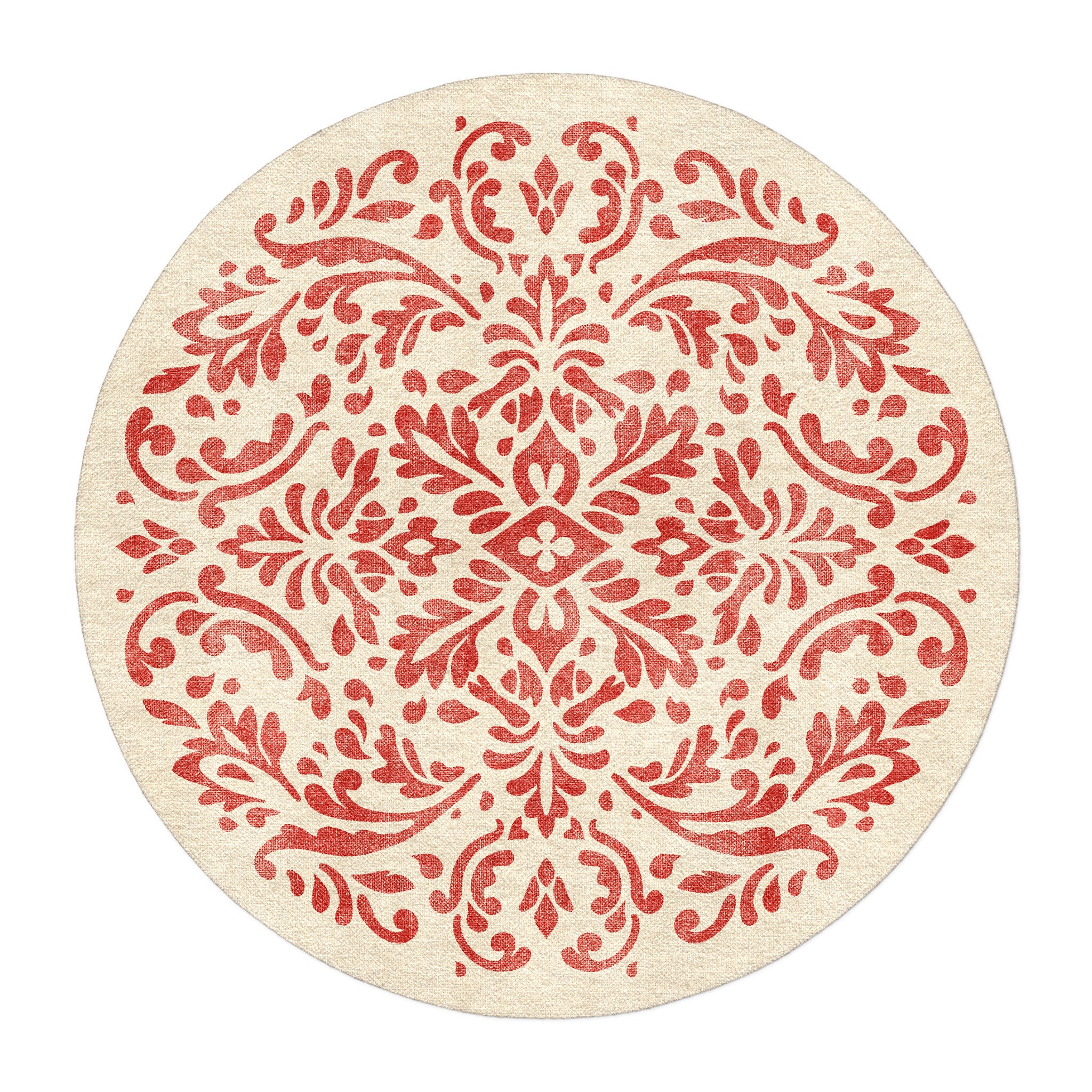 Floranna Ivory & Red in 5' Round Size