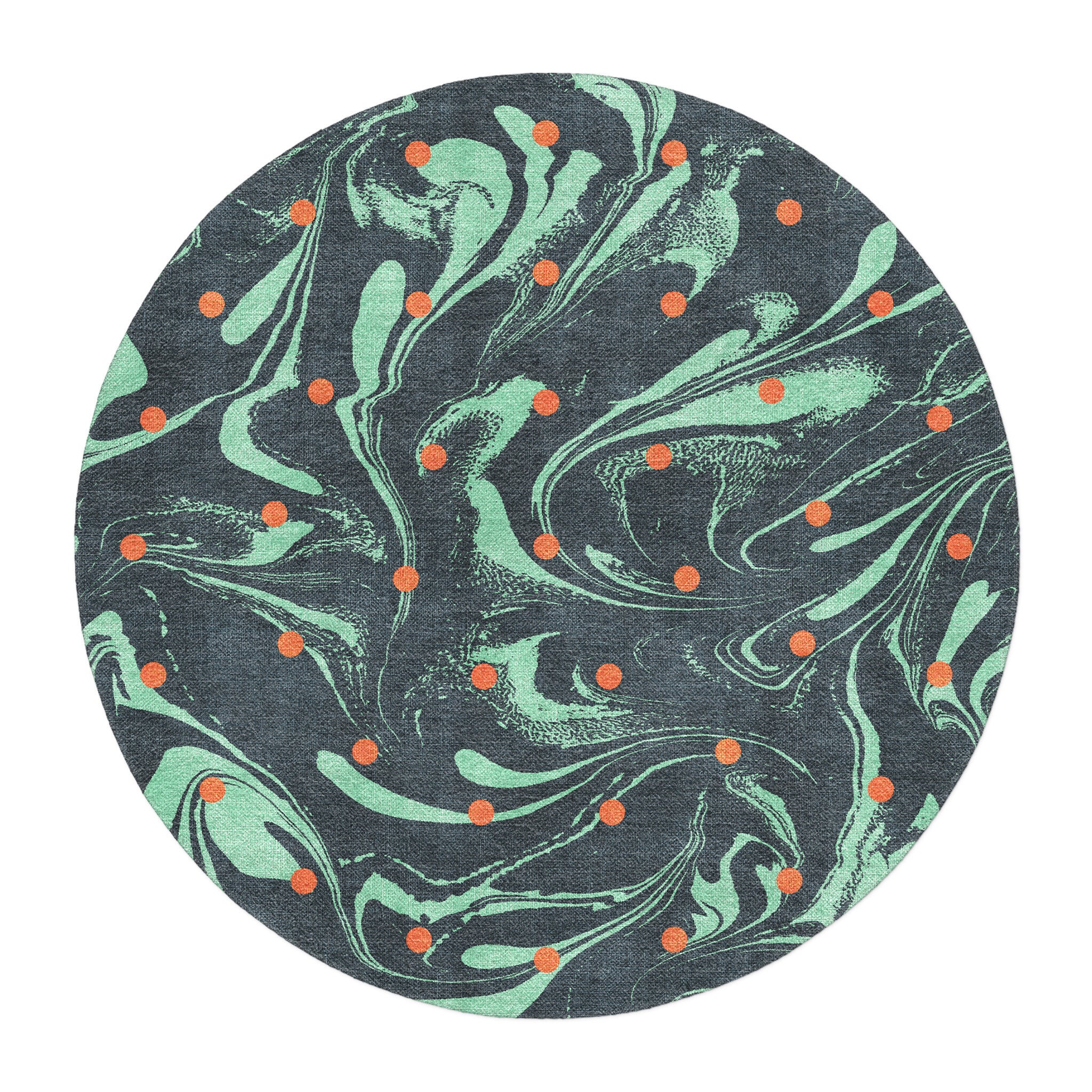 Acid Burn Teal & Orange in 5' Round Size