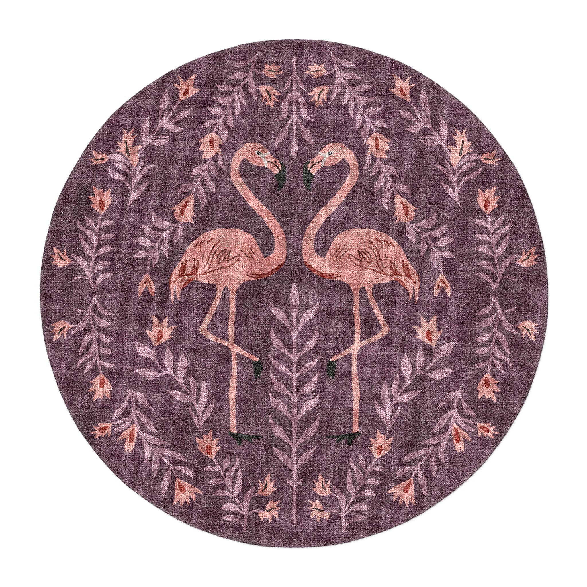 Flamingo Friends Purple in 5' Round Size