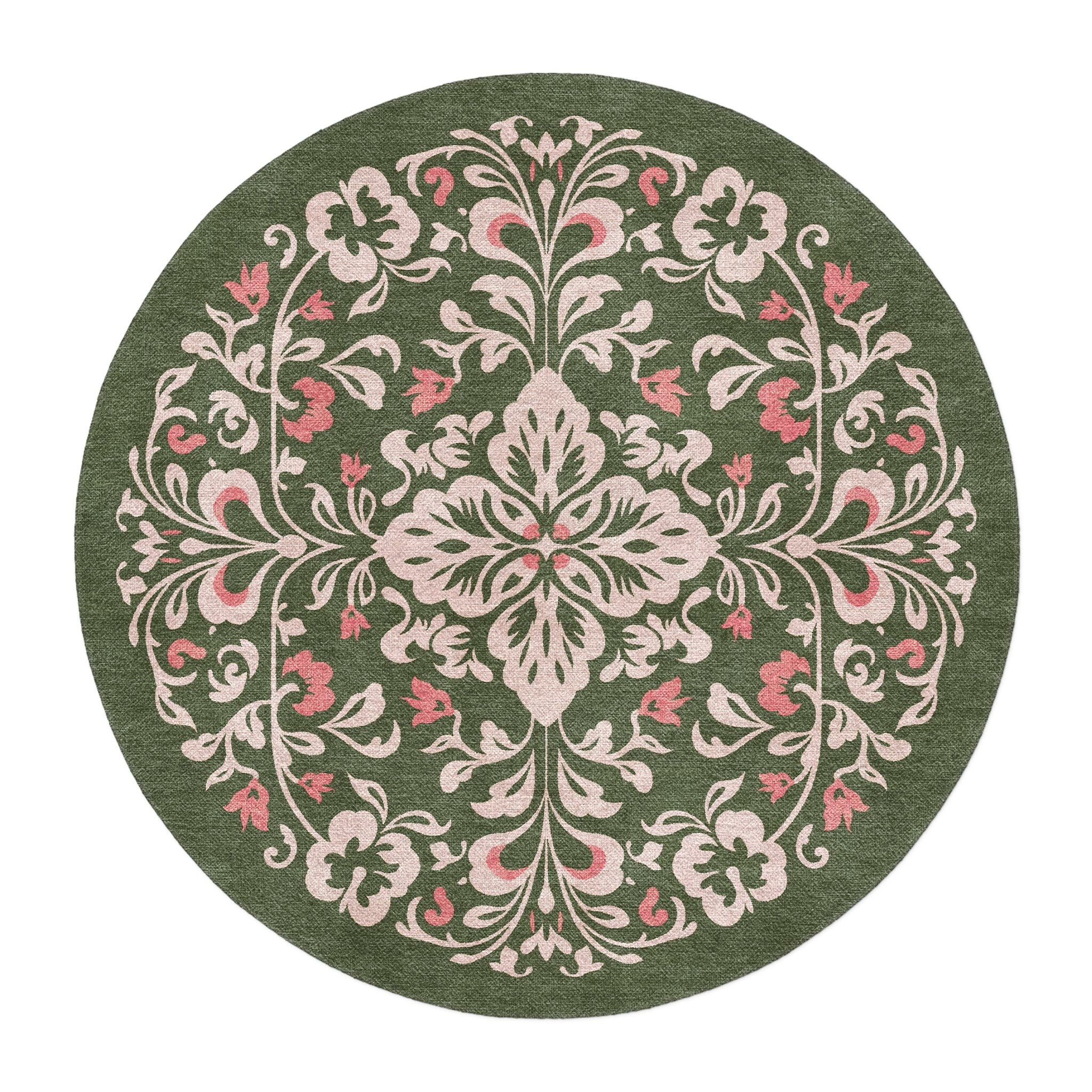 Annette Green & Coral in 5' Round Size