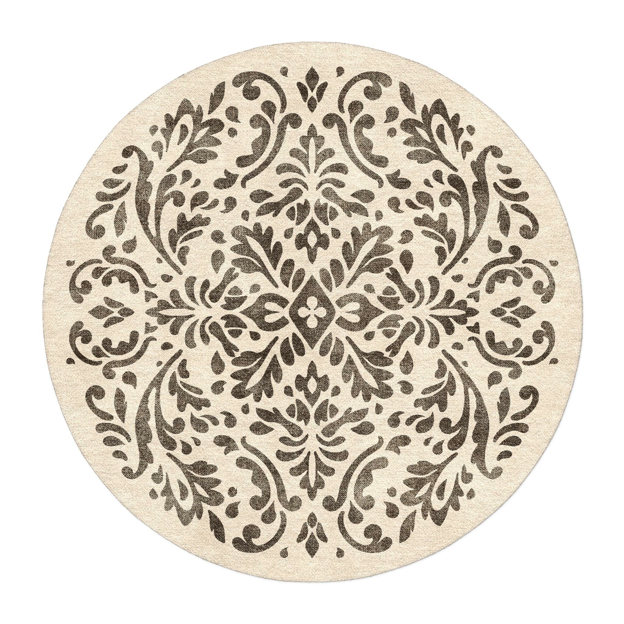 Floranna Ivory & Black in 5' Round Size