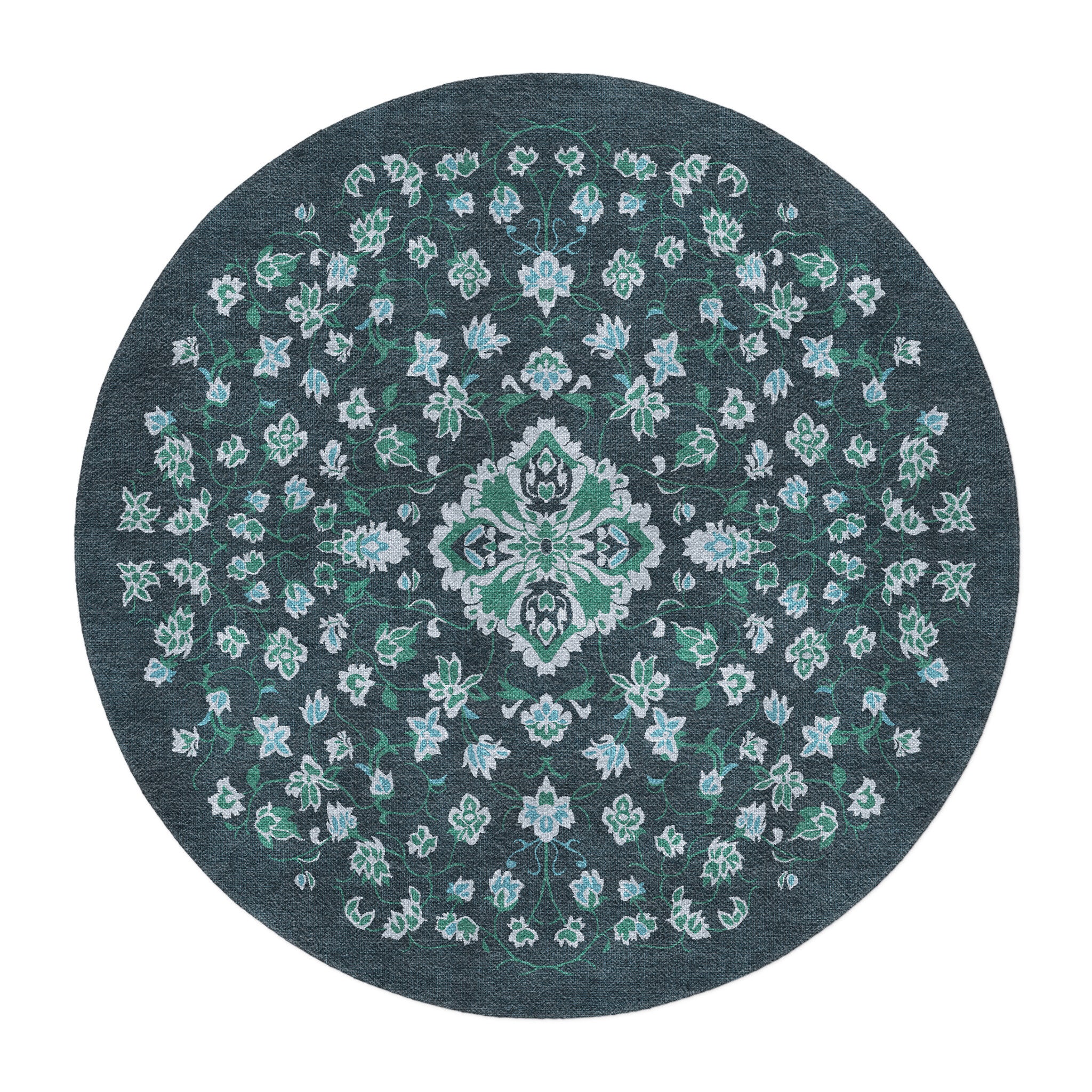 Fenwick Navy & Green in 5' Round Size