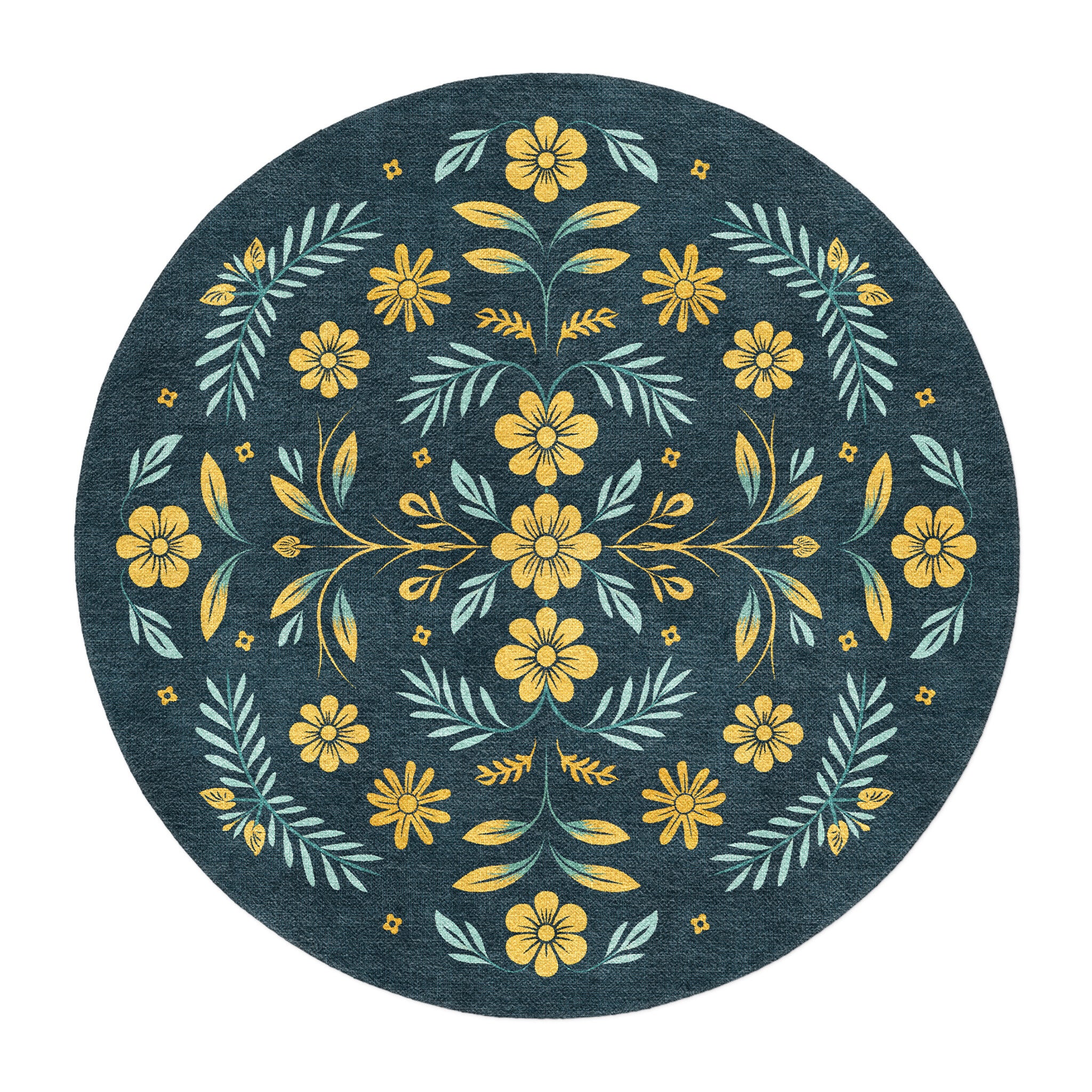 Isabella Navy & Gold in round-5ft Size